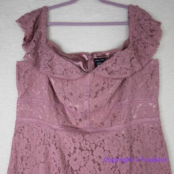 New! City Chic Women's Plus Size Angel Lace‎ Dress Rose, size 20 - Picture 3 of 16